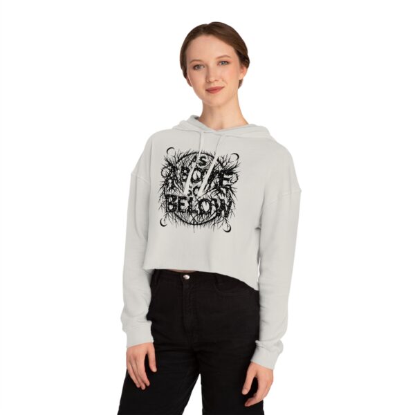 Women’s Cropped Sweatshirt with 'As Above, So Below' Metal Logo