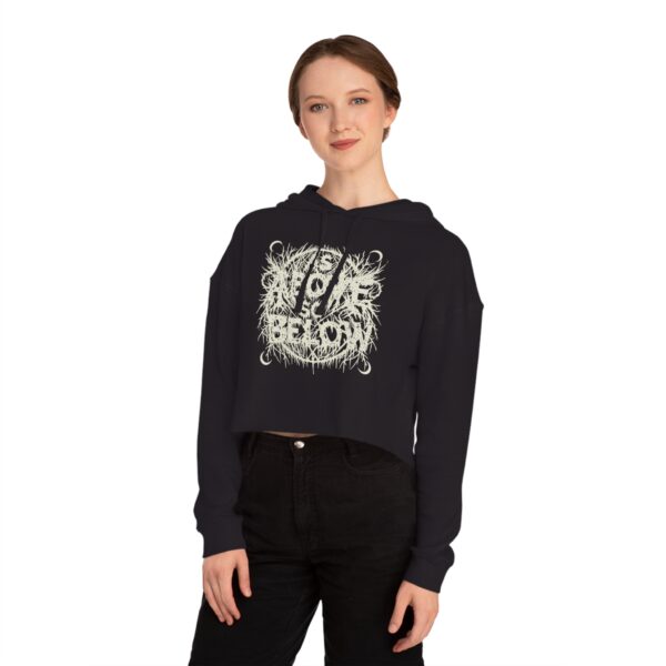 Women’s Cropped Sweatshirt with 'As Above, So Below' Metal Logo