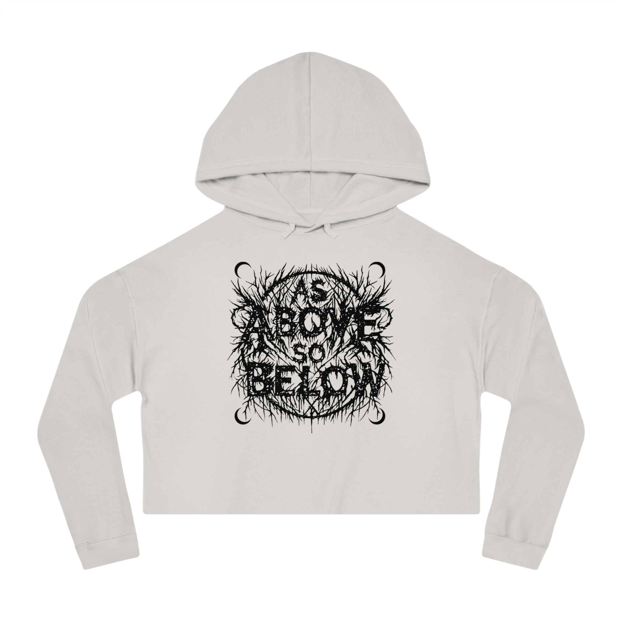 Women’s Cropped Sweatshirt with ‘As Above, So Below’ Metal Logo